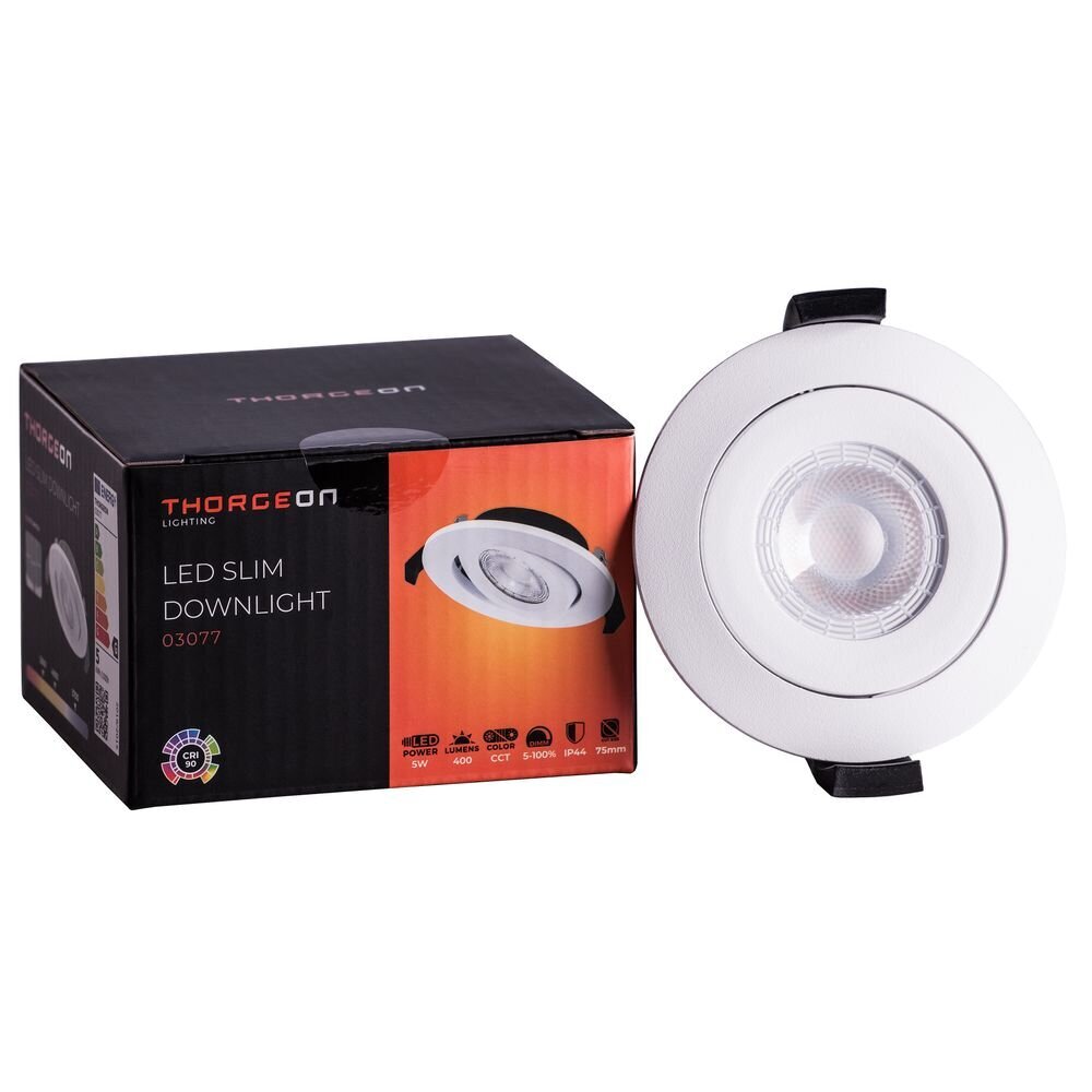 LED õhuke süvistatav valgusti 5W 3000K/4000K/5700K 400Lm 50° CRI>90 70-75mm (sisemise draiveriga) RAL9003 Thorgeon цена и информация | Süvistatavad ja LED valgustid | kaup24.ee