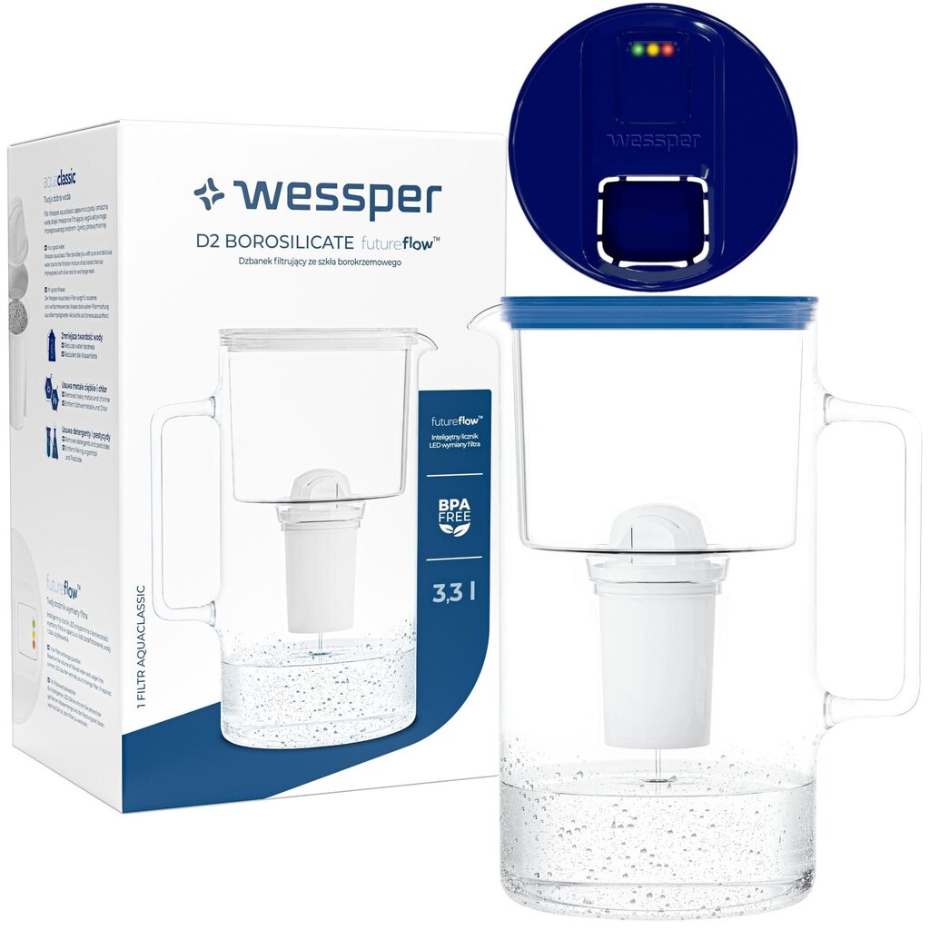 Wessper D2 Borosilicate FutureFlow, 1 tk hind ja info | Filterkannud ja filtrid | kaup24.ee