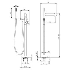 Bath mixer, freestanding, with shower set hind ja info | Vannitoa segistid | kaup24.ee