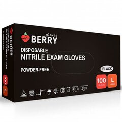 Ühekordsed nitriilkindad Berry Black, suurus L, must, ilma puudrita, 100 tk hind ja info | Esmaabi | kaup24.ee