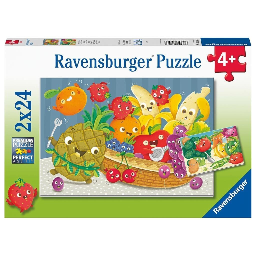 Pusle Ravensburger Värsked puu-ja juurviljad, 2x24 tk цена и информация | Pusled | kaup24.ee