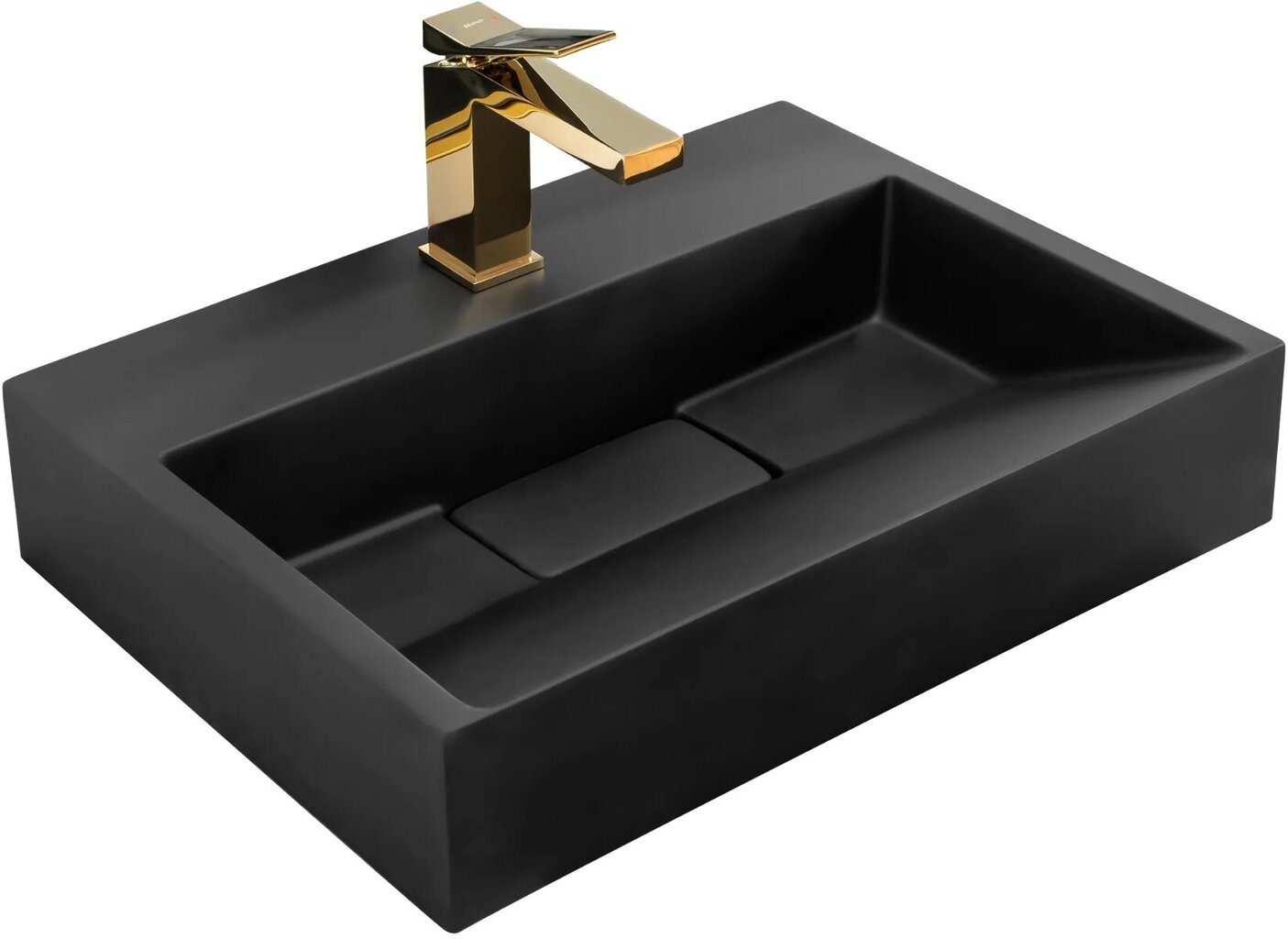 Konglomeraadist kraanikauss REA Goya Black Mat, 50 cm цена и информация | Kraanikausid, valamud | kaup24.ee