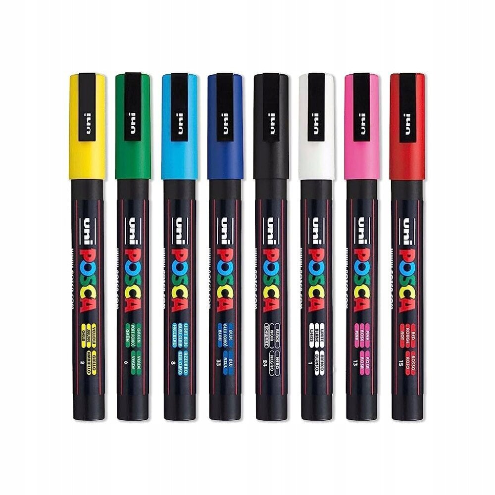 Markerid koos värvidega Uni Posca, 8 tk hind ja info | Kirjutusvahendid | kaup24.ee