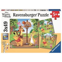 Ravensburger pusle 3x49 tk, Karupoeg Puhh - Spordipäev цена и информация | Пазлы | kaup24.ee