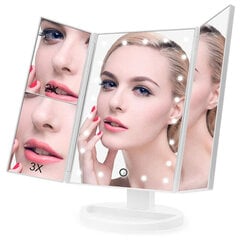 Косметическое зеркало для макияжа со светодиодной подсветкой, Белый цена и информация | Косметички, косметические зеркала | kaup24.ee