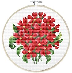 Tikkimiskomplekt Needleart World Punane lillekimp, 15x15 hind ja info | Tikkimistarvikud | kaup24.ee