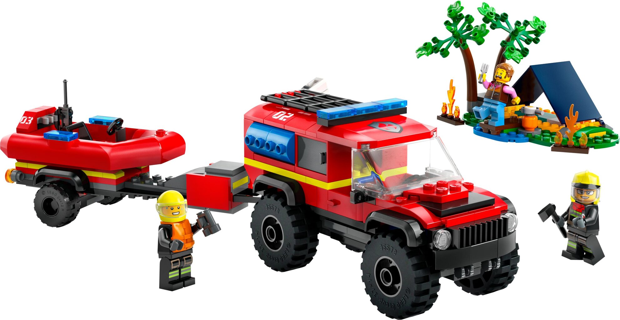 60412 Lego® City 4x4 tuletõrjeauto koos päästepaadiga цена и информация | Klotsid ja konstruktorid | kaup24.ee