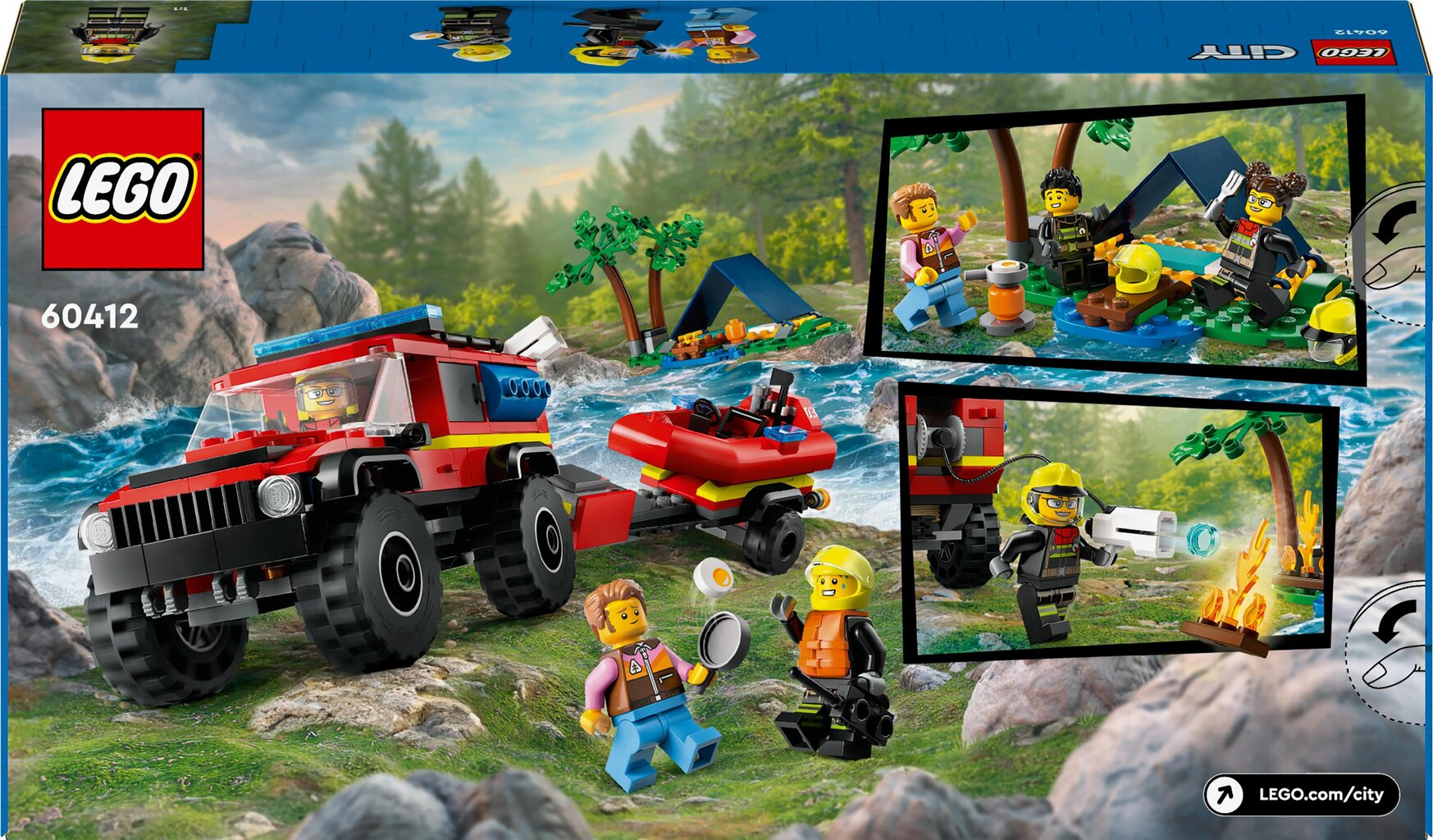 60412 Lego® City 4x4 tuletõrjeauto koos päästepaadiga цена и информация | Klotsid ja konstruktorid | kaup24.ee