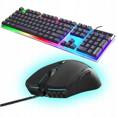 Gamer komplekt klaviatuur + hiir, must цена и информация | Клавиатура с игровой мышью 3GO COMBODRILEW2 USB ES | kaup24.ee