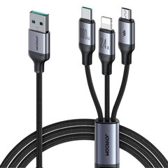 USB кабель Joyroom SA21-1T3 USB-C to Lightning+USB-C+MicroUSB 30W 1.2m черный цена и информация | Кабели для телефонов | kaup24.ee