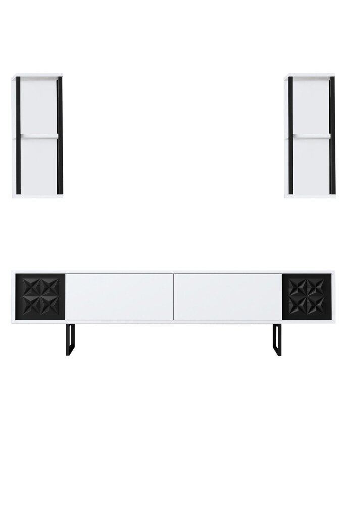 Elutoa mööblikomplekt, Asir, TV-alus 180 x 30 x 50 cm, diivanilaud 90 x 60 x 40 cm, valge ja must цена и информация | Sektsioonid | kaup24.ee