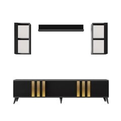 Комплект мебели для гостиной, Asir, подставка под телевизор 180 x 30 x 47 см, диванный стол 90 x 39 x 40 см, отделка черным и золотым цена и информация | Секции | kaup24.ee