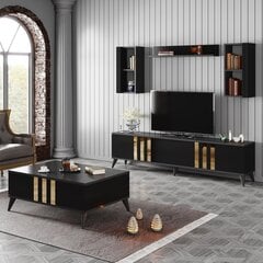 Комплект мебели для гостиной, Asir, подставка под телевизор 180 x 30 x 47 см, диванный стол 90 x 39 x 40 см, отделка черным и золотым цена и информация | Секции | kaup24.ee
