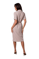 B258 Платье-рубашка с карманами и поясом - бежевый цена и информация | Платья | kaup24.ee
