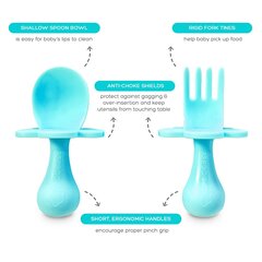 Силиконовый набор для кормления детей Grabease, синий цена и информация | Детская посуда, контейнеры для молока и еды | kaup24.ee