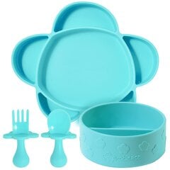 Силиконовый набор для кормления детей Grabease, синий цена и информация | Детская посуда, контейнеры для молока и еды | kaup24.ee
