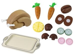 Puidust kandik toidukaupadega lastele Lean Toys, 13tk цена и информация | Игрушки для девочек | kaup24.ee