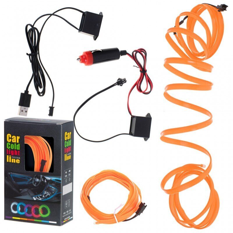 LED-valgustus autole, auto USB, 3 m, oranž hind ja info | Autopirnid | kaup24.ee