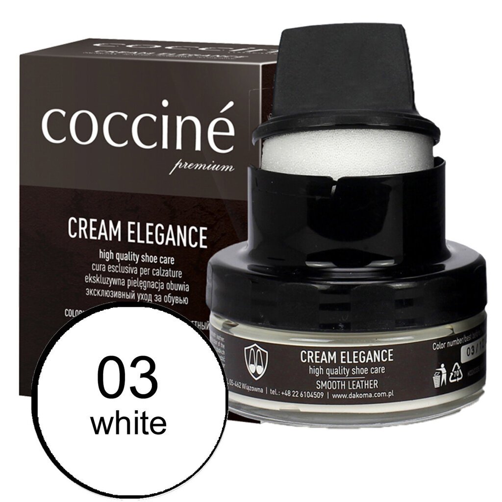Valge kreem käsnaga siledale nahale - Coccine Cream Elegance (white3), 50 ml hind ja info | Rõivaste ja jalatsite hooldus | kaup24.ee