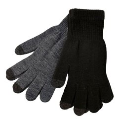 Вязаные мужские перчатки, 2 пары, HE52187*998, серые+черные, 6438151315164 цена и информация | Мужские шарфы, шапки, перчатки | kaup24.ee