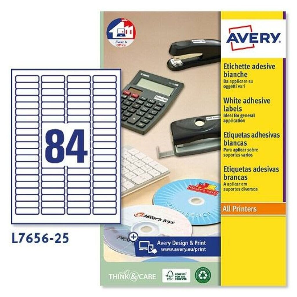 Kleepuvad sildid Avery, 46 x 11,1 mm цена и информация | Vihikud, märkmikud ja paberikaubad | kaup24.ee