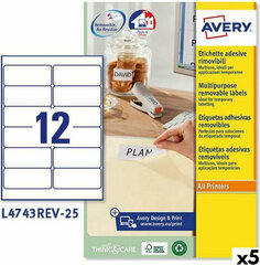 Этикетки для принтера Avery L7971 38,1 x 21,1 mm Белый 25 Листья (5 штук) цена и информация | Канцелярские товары | kaup24.ee