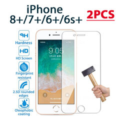 Kaitseklaas PRO+ 9H Tempered Glass Screen Protector, Apple iPhone 6+/6S+/7+/8+, 2 tk hind ja info | Ekraani kaitsekiled | kaup24.ee