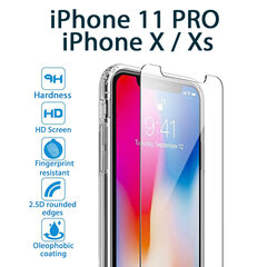 Kaitseklaas PRO+ 9H Tempered Glass Screen Protector, Apple iPhone X/XS/11 Pro 5.8inch hind ja info | Ekraani kaitsekiled | kaup24.ee