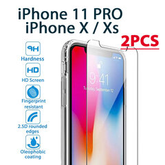 Kaitseklaas PRO+ 9H Tempered Glass Screen Protector, Apple iPhone X/XS/11 Pro 5.8inch, 2 tk hind ja info | Ekraani kaitsekiled | kaup24.ee