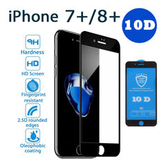 Kaitseklaas 10D PRO+ 9H Tempered Glass Screen Protector, Apple iPhone 7+/8+, must hind ja info | Ekraani kaitsekiled | kaup24.ee