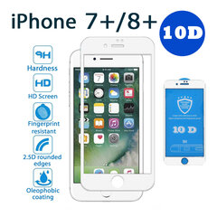 Защитное стекло 10D PRO+ 9H Tempered Glass Screen Protector White Белое (1pcs pack) для Apple iPhone 7+/8+ цена и информация | Ekraani kaitsekiled | kaup24.ee