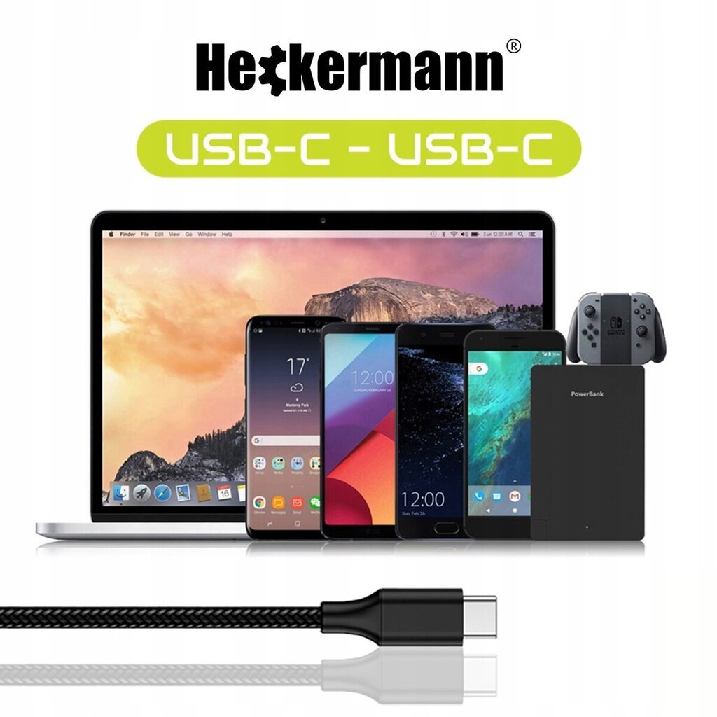 Heckermann USB-C - USB-C, 2 m цена и информация | Kaablid ja juhtmed | kaup24.ee