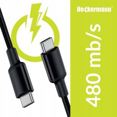 Кабель Heckermann USB-C - USB-C, 3.0, 480 мб/с, 2 м цена и информация | Кабели и провода | kaup24.ee