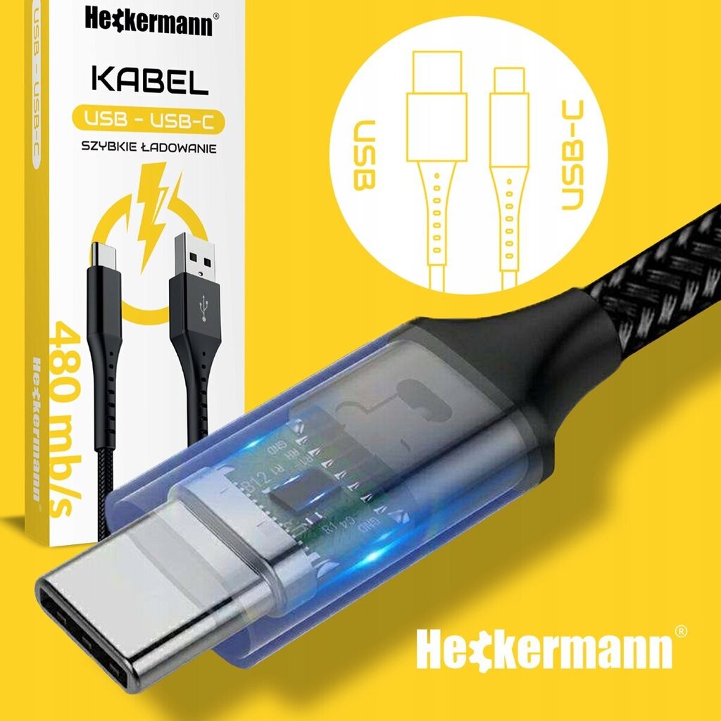Heckermann USB - USB-C, 2 m hind ja info | Kaablid ja juhtmed | kaup24.ee