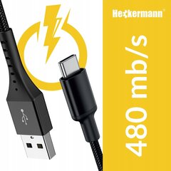 Кабель Heckermann USB - USB-C Oplot, Йгшсл срфкпу 3.0, 480 mb/s, 2 м цена и информация | Кабели и провода | kaup24.ee