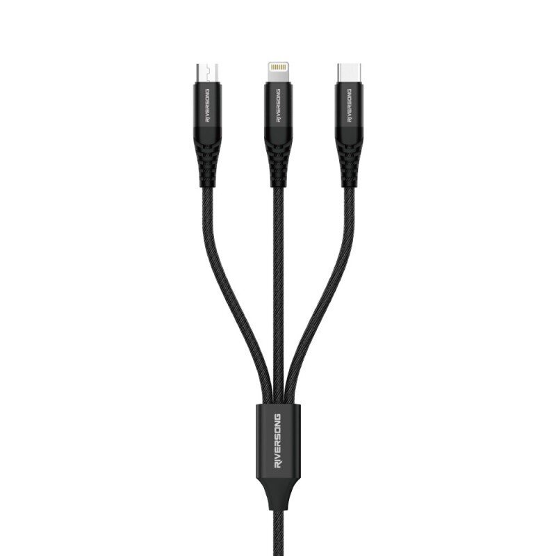 Riversong 3in1 Infinity 05 USB - Lightning + USB-C + microUSB 1,0 m, C58 hind ja info | Mobiiltelefonide kaablid | kaup24.ee
