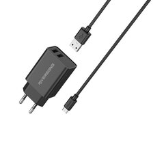 Riversong sieninis įkroviklis SafeKub D2 2x USB 12W juodas + laidas USB - microUSB AD29 + CM85 цена и информация | Зарядные устройства для телефонов | kaup24.ee