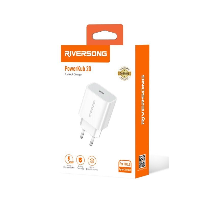 Riversong PowerKub 20 1x USB-C 20W, AD75 hind ja info | Mobiiltelefonide laadijad | kaup24.ee