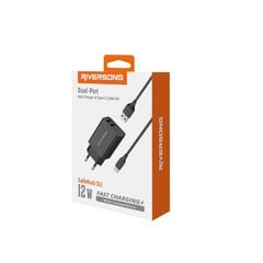 Riversong sieninis įkroviklis SafeKub D2 2x USB 12W juodas + laidas USB - USB-C AD29 + CT85 цена и информация | Зарядные устройства для телефонов | kaup24.ee