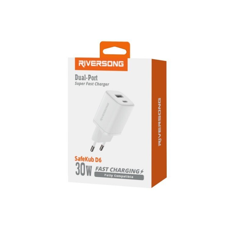 Riversong SafeKub D6 1x USB 1x USB-C 30W, AD28 цена и информация | Mobiiltelefonide laadijad | kaup24.ee