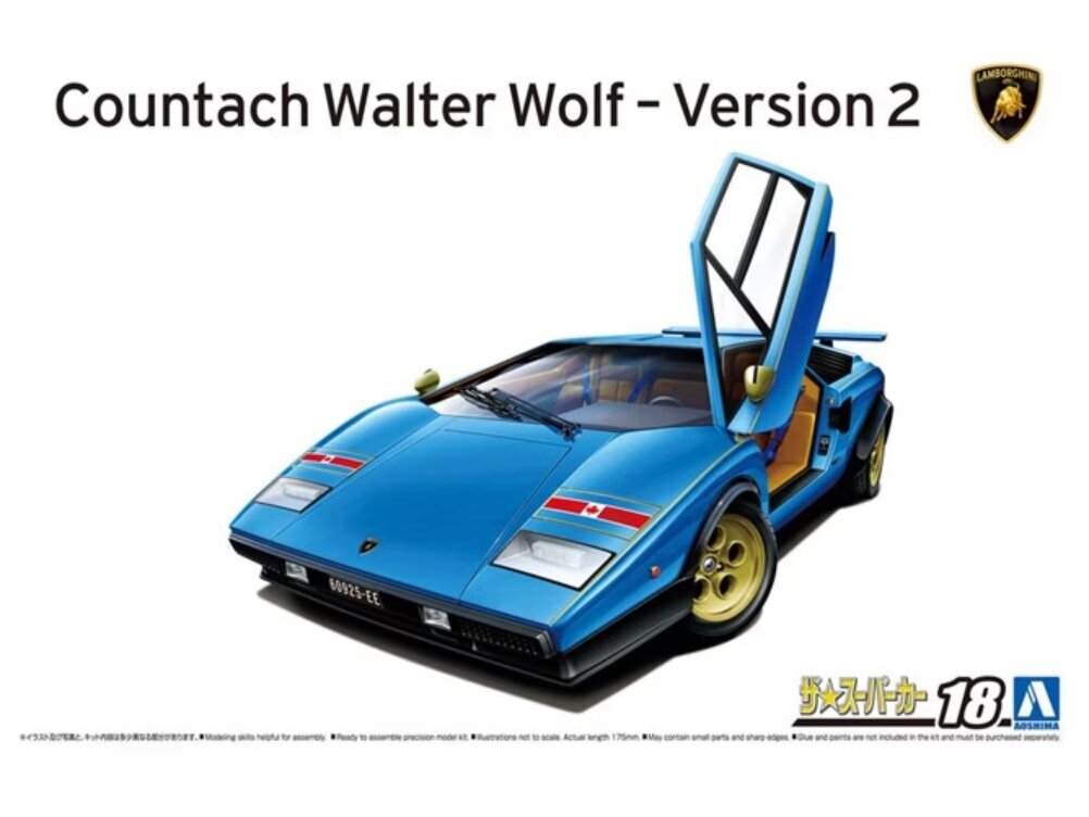 Mudelkomplekt Aoshima Lamborghini Countach Walter Wolf - Version 2, 1/24, 06383 hind ja info | Klotsid ja konstruktorid | kaup24.ee