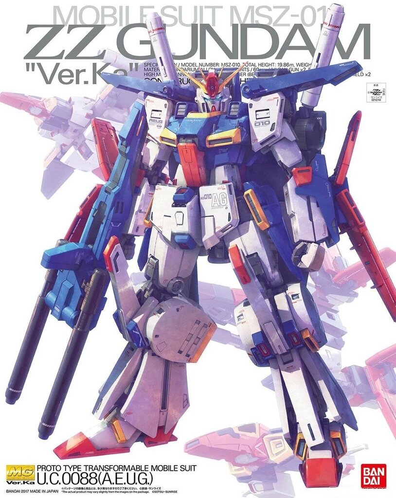 Mudelkomplekt Bandai - MG ZZ Gundam Ver.Ka, 1/100, 63151 цена и информация | Klotsid ja konstruktorid | kaup24.ee