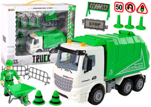 Mänguprügiauto koos liiklusmärkidega Lean Toys hind ja info | Poiste mänguasjad | kaup24.ee