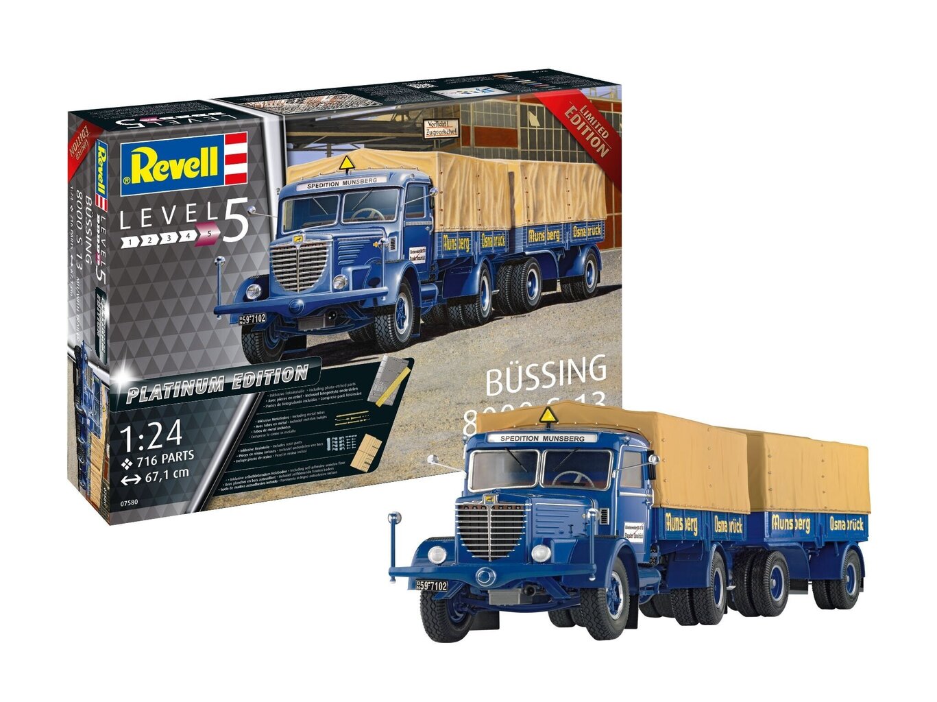 Konstruktor Revell - Büssing 8000 S 13 & Trailer Platinum Edition hind ja info | Klotsid ja konstruktorid | kaup24.ee