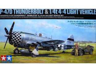 Tamiya - Republic P-47D Thunderbolt "Bubbletop" & 1/4 ton 4x4 Light Vehicle Set, 1/48, 25214 цена и информация | Конструкторы и кубики | kaup24.ee