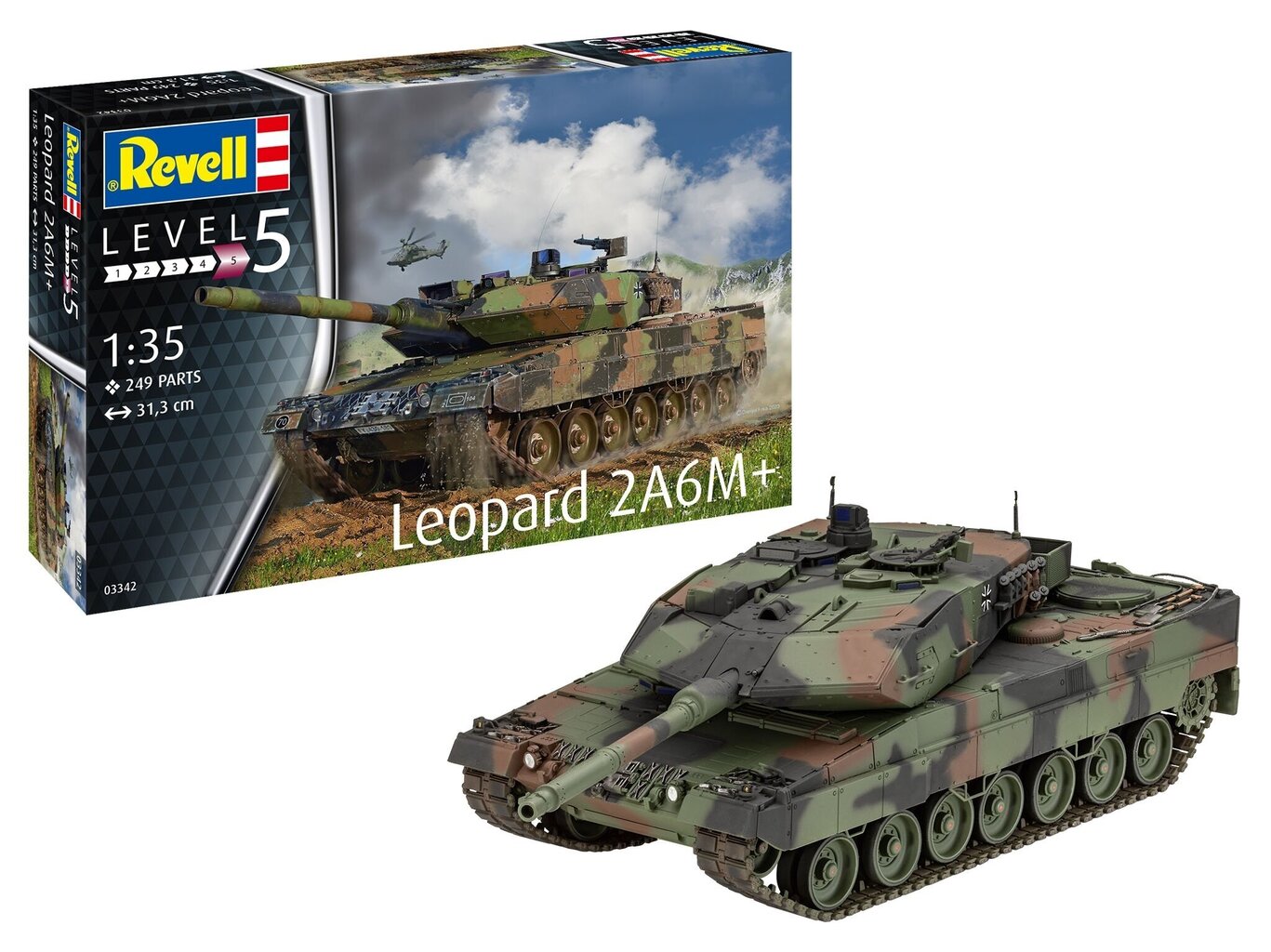 Konstruktor Revell - Leopard 2 A6M+, 1/35, 03342 hind ja info | Klotsid ja konstruktorid | kaup24.ee
