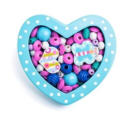 Набор деревянных бусинок для ожерелья "Голубые сердца", Woody цена и информация | Woody Товары для детей и младенцев | kaup24.ee
