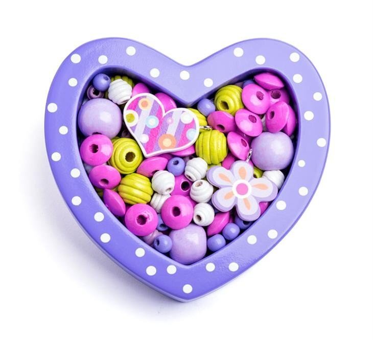 Puidust helmeste komplekt „Violetne süda“, Woody цена и информация | Arendavad mänguasjad | kaup24.ee