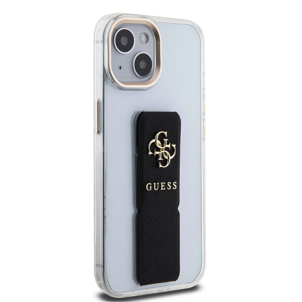 Guess PU Grip Stand 4G Metal Logo Case for iPhone 15 Black цена | kaup24.ee