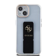 Guess PU Grip Stand 4G Metal Logo Case for iPhone 15 Black цена и информация | Чехлы для телефонов | kaup24.ee